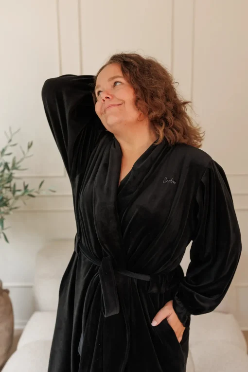 Fluffy Morgenkåpe - Svart