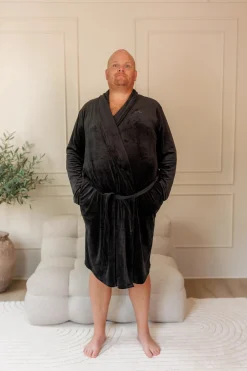 Fluffy Morgenkåpe mann - Svart