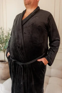 Fluffy Morgenkåpe mann - Svart