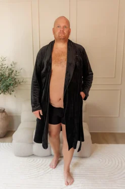 Fluffy Morgenkåpe mann - Svart