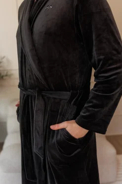 Fluffy Morgenkåpe mann - Svart