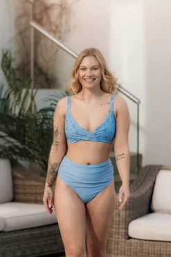 High Waist Bikini String - Lyseblå