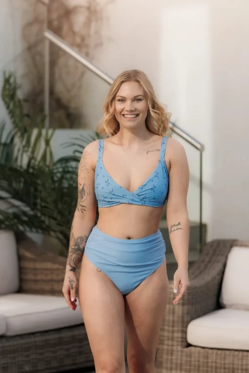 High Waist Bikini String - Lyseblå