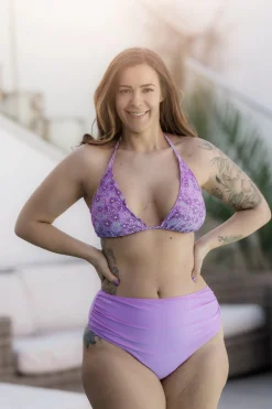 High Waist Bikini String - Lilla