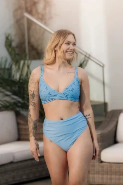 High Waist Bikini String - Lyseblå