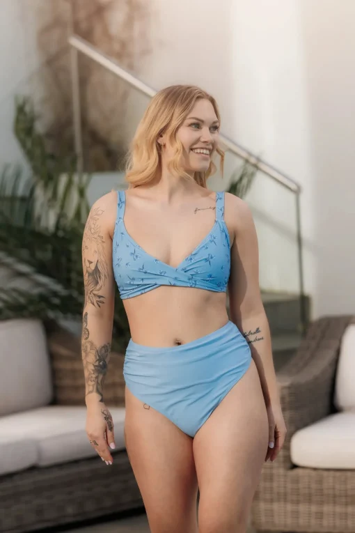 High Waist Bikini String - Lyseblå