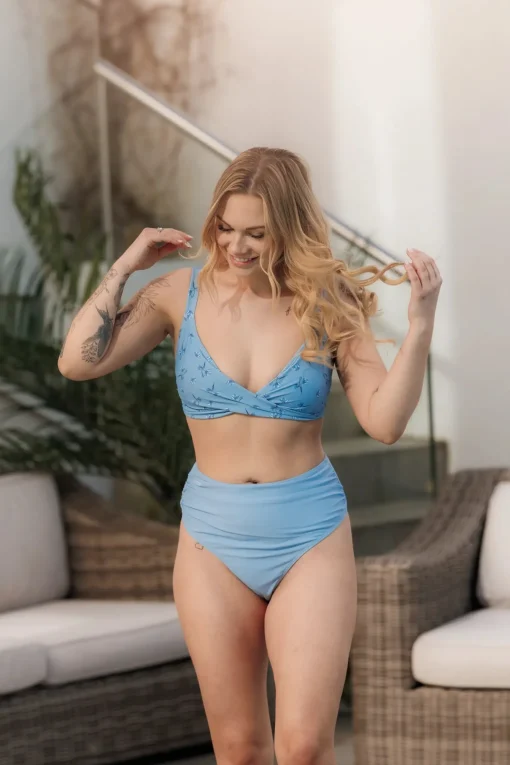High Waist Bikini String - Lyseblå
