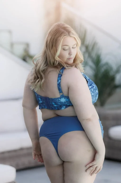 High Waist Bikini String - Mørkeblå