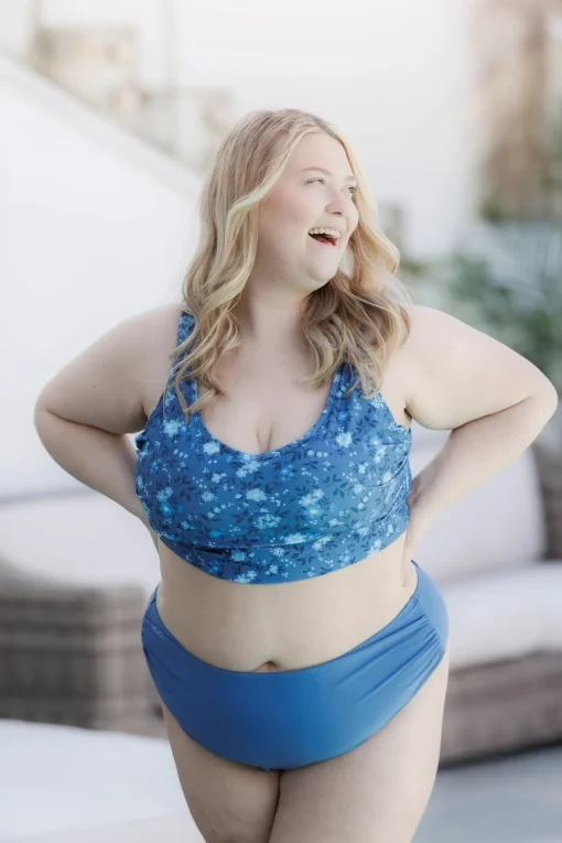 High Waist Bikini String - Mørkeblå