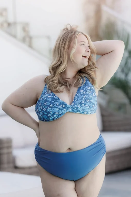 High Waist Bikini String - Mørkeblå