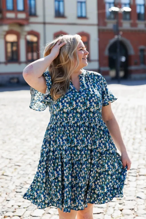 Iselin kjole - Blågrønn