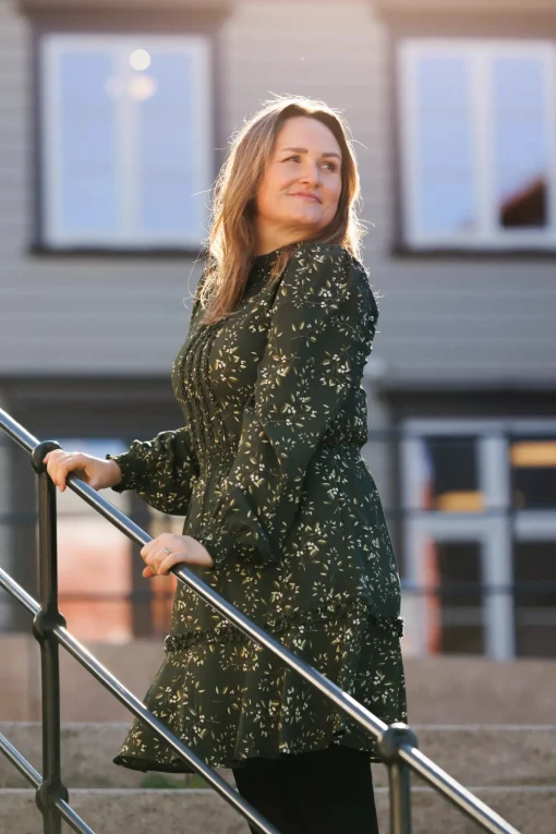 Julia kjole - Mørk grønn / hvit