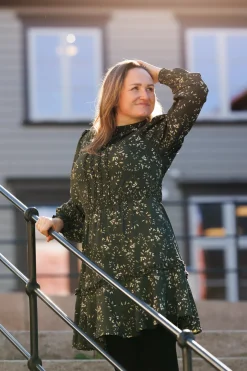 Julia kjole - Mørk grønn / hvit