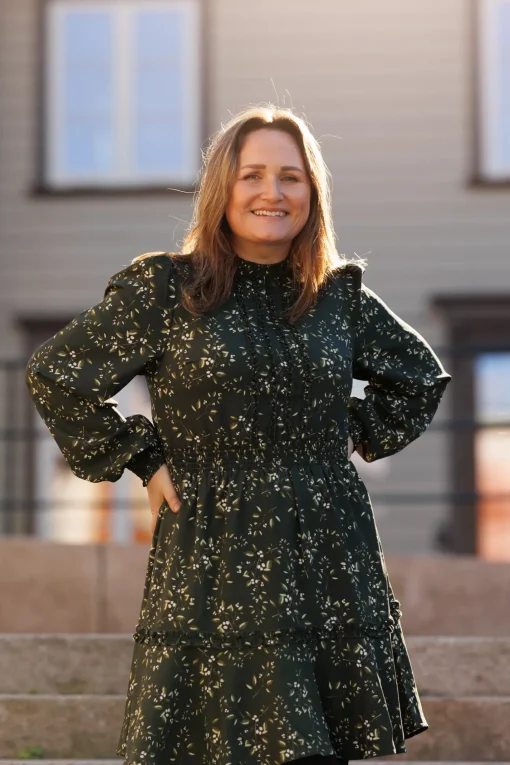 Julia kjole - Mørk grønn / hvit