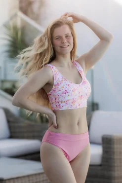 Miami bikinitopp - Lyserosa - Flower paint