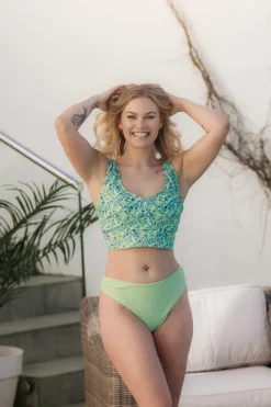 Miami bikinitopp - Pastellgrønn - Flower paint