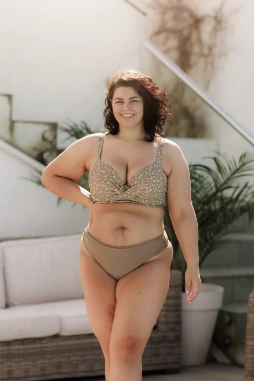 Mid Waist Bikini String - Mørk Beige