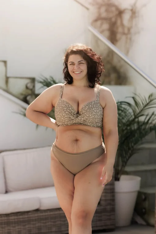 Mid Waist Bikini String - Mørk Beige