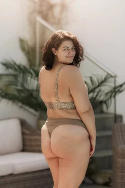 Mid Waist Bikini String - Mørk Beige
