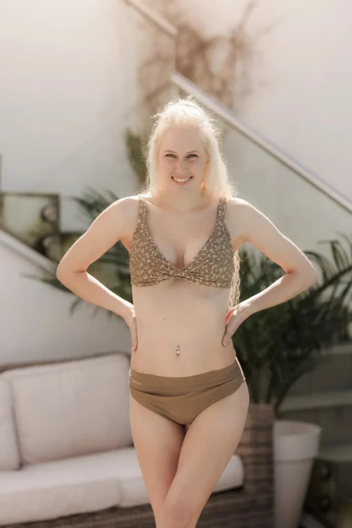 Mid Waist bikinitruse - Mørk beige