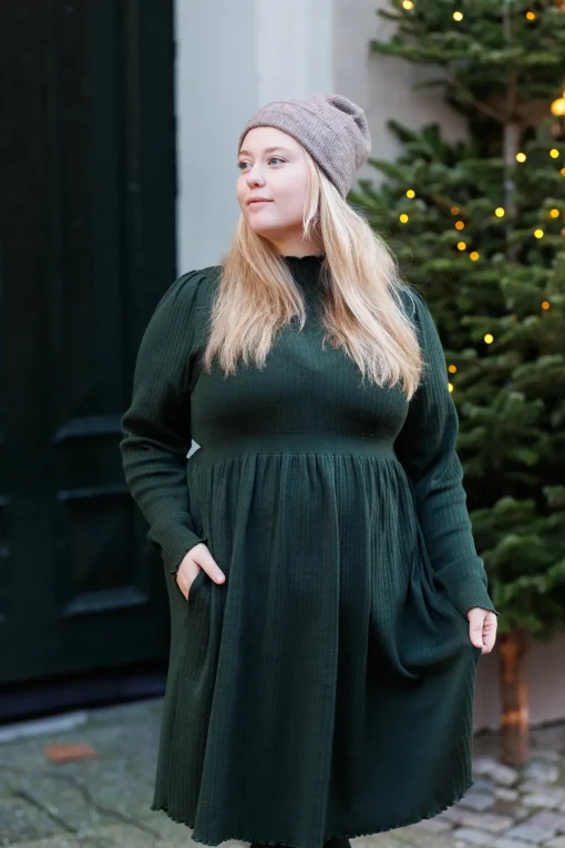 Rib kjole - Mørk grønn