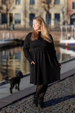 Rib kjole - Svart
