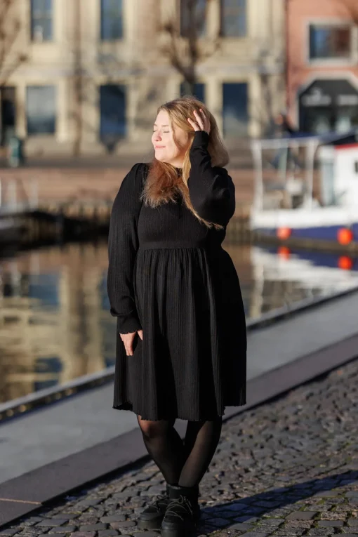 Rib kjole - Svart