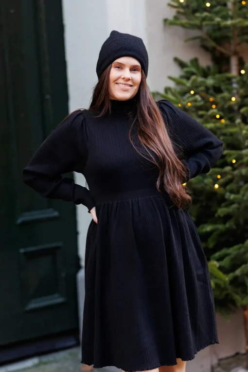 Rib kjole - Svart