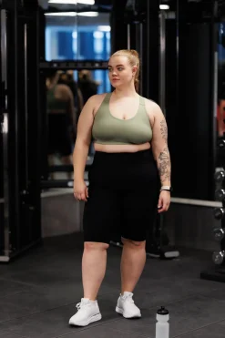 Active scrunch shape midi biker shorts - Black