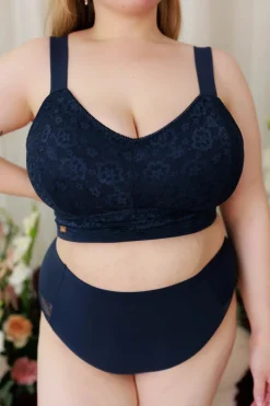 Aline Flower Big Cup BH - Mørk blå