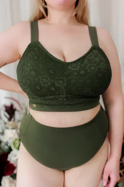Aline Flower Big Cup BH - Mørk grønn