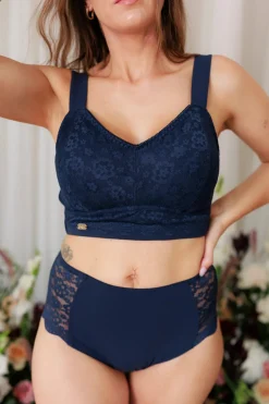 Aline Flower Big Cup BH - Mørk blå