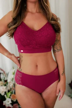 Aline Flower Big Cup BH - Mørk rød