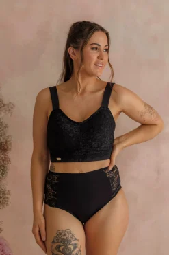 Aline Flower Bra Big Cup - Black Onyx