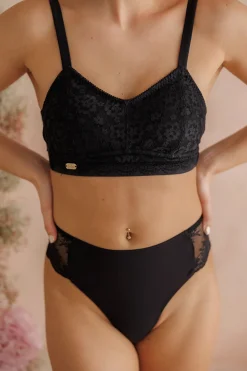 Aline Flower Bra Small Cup - Black Onyx