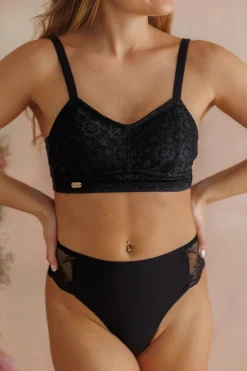 Aline Flower Bra Small Cup - Black Onyx