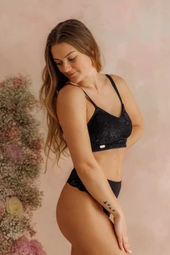 Aline Flower Bra Small Cup - Black Onyx