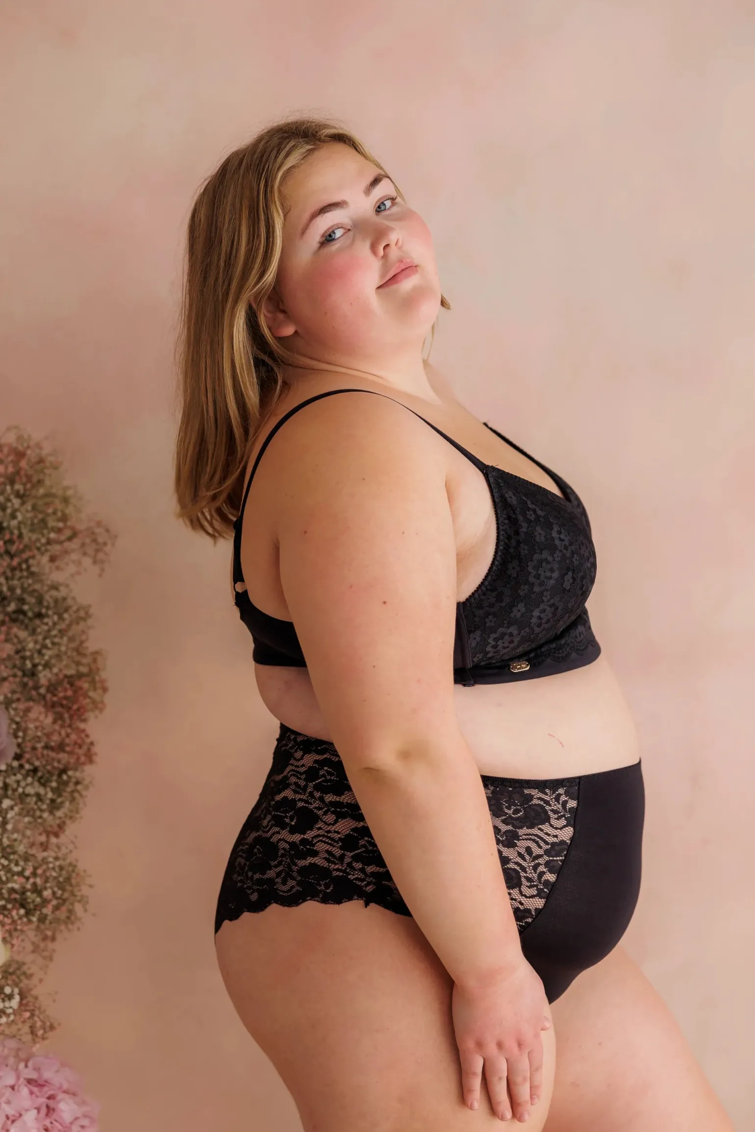 Aline Flower Bra Small Cup - Black Onyx