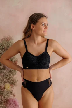 Aline Flower Bra Small Cup - Black Onyx