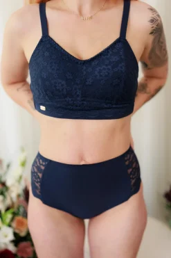 Aline Flower Small Cup BH - Mørk blå