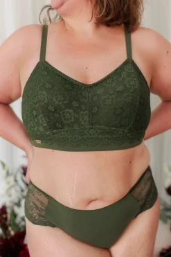 Aline Flower Small Cup BH - Mørk grønn