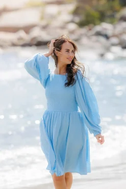 Anna Solid kjole - Airy Blue