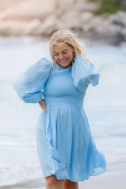 Anna Solid kjole - Airy Blue