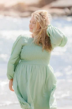 Anna Solid kjole - Smoke Green