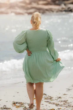 Anna Solid kjole - Smoke Green