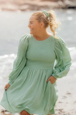 Anna Solid kjole - Smoke Green