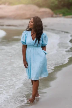 Belle Flower Kjole - Airy Blue