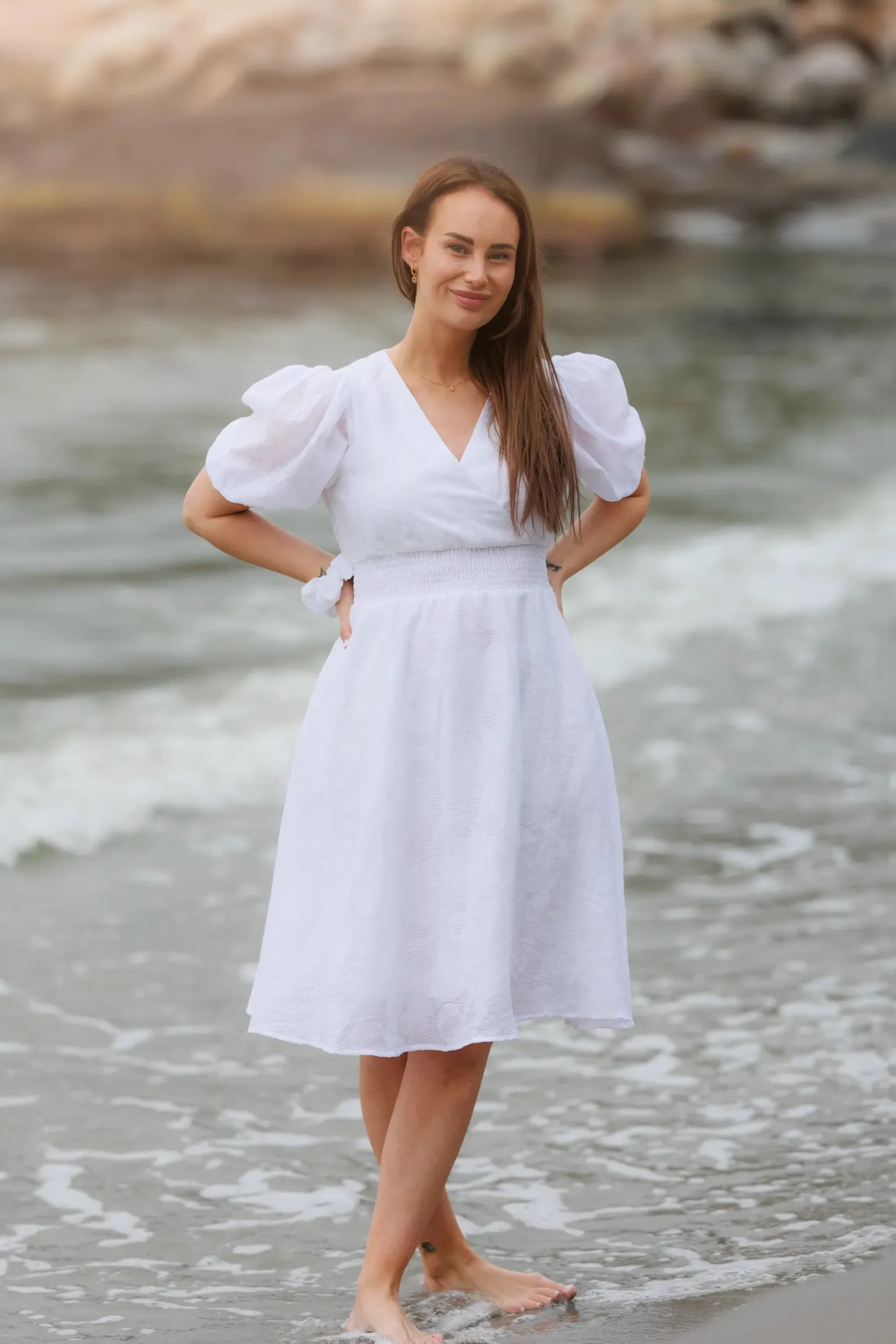 Belle Flower Kjole - Bright White