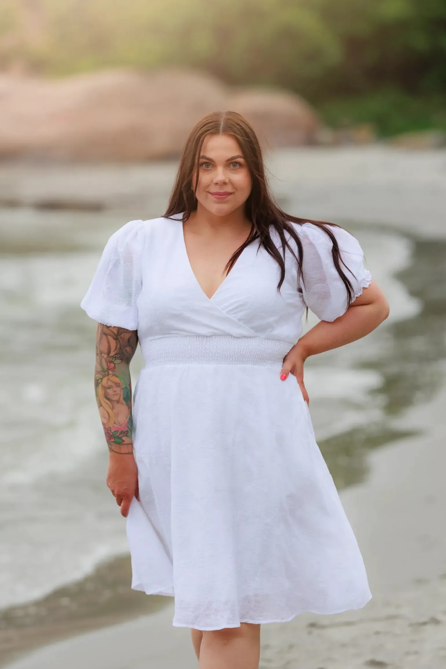 Belle Flower Kjole - Bright White