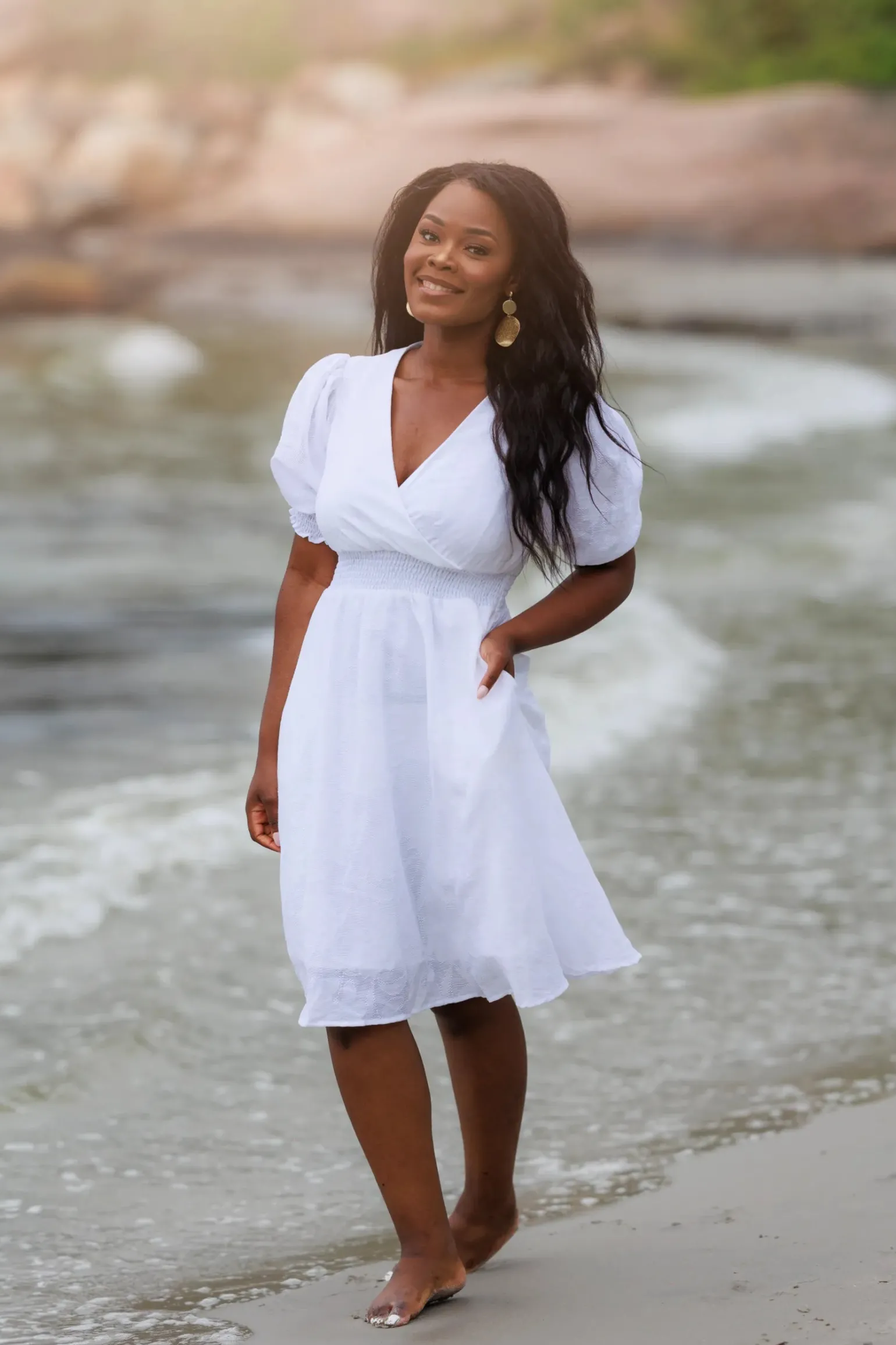 Belle Flower Kjole - Bright White